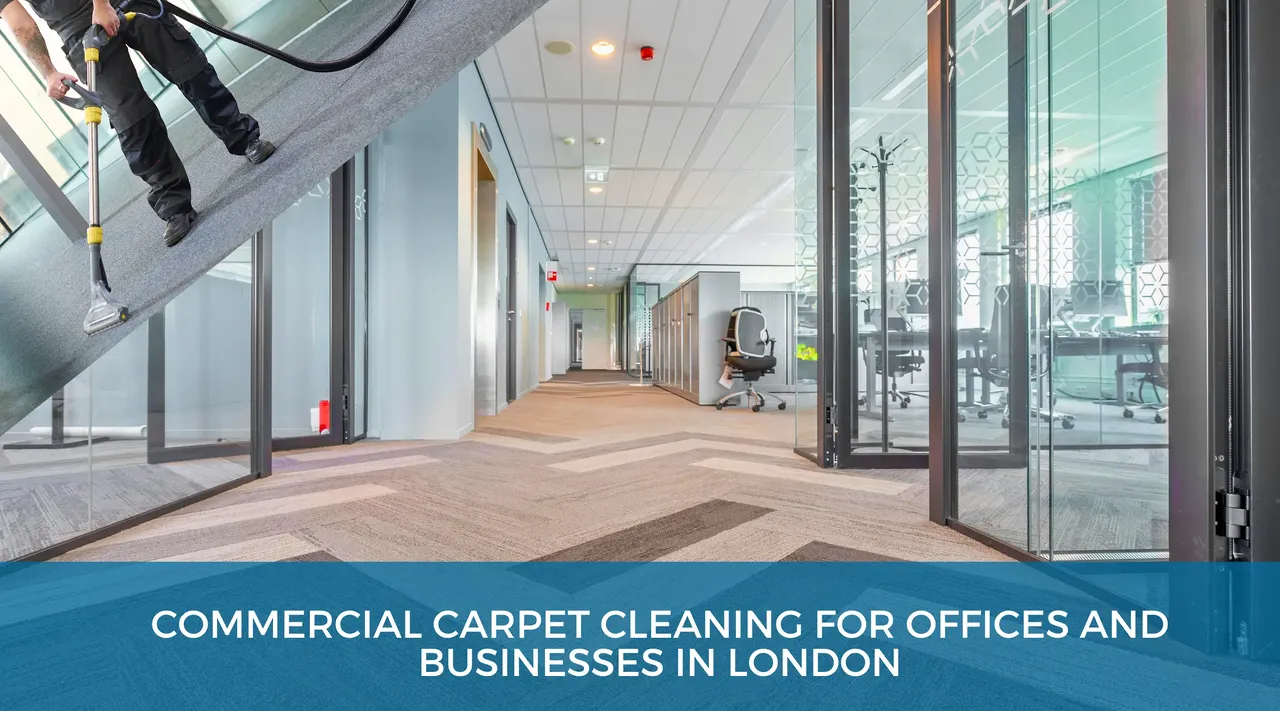 Professional commercial carpet cleaning for offices and business premises in London using deep hot water extraction